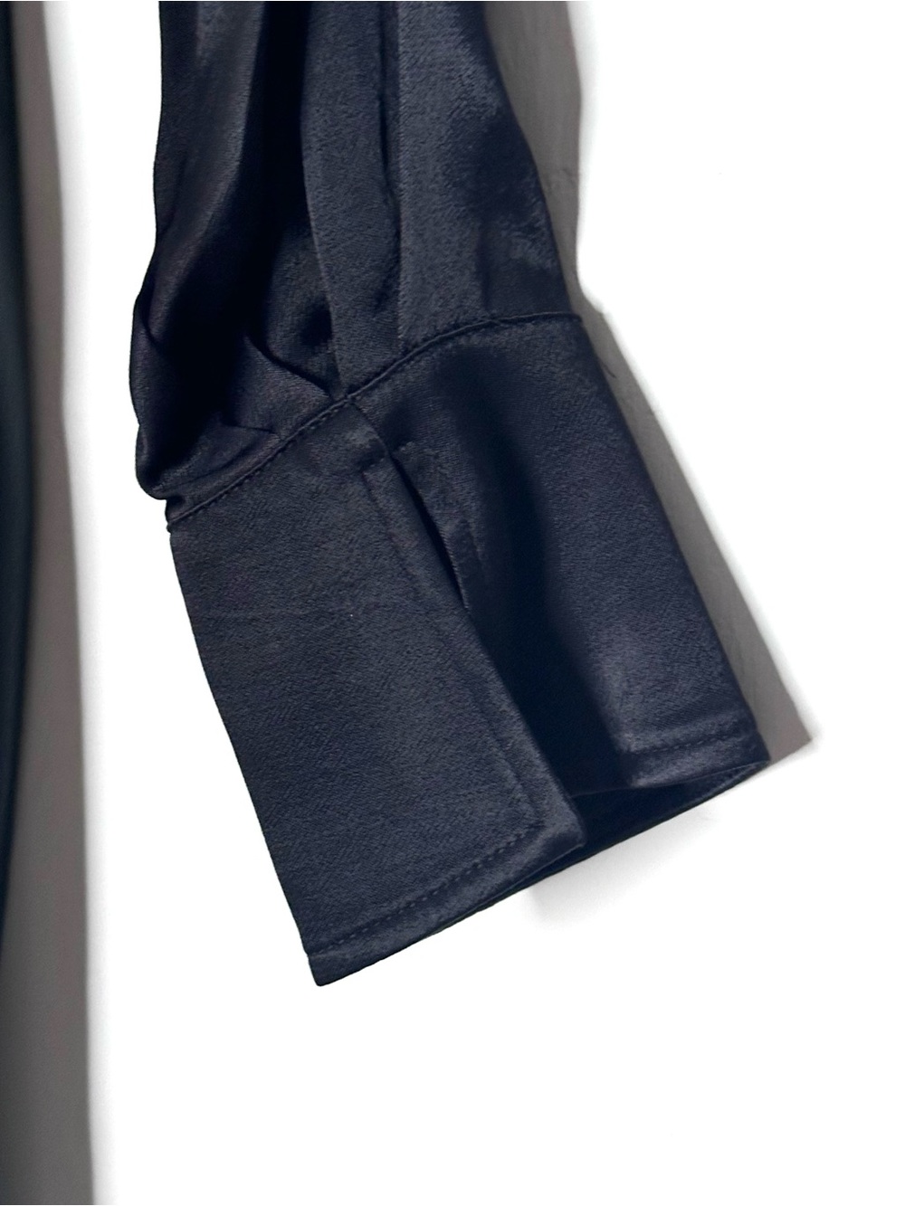 New Anthropologie Maeve Plunge Faux Vegan Leather Black Dress Long Sleeve Mini 0 - Picture 9 of 9